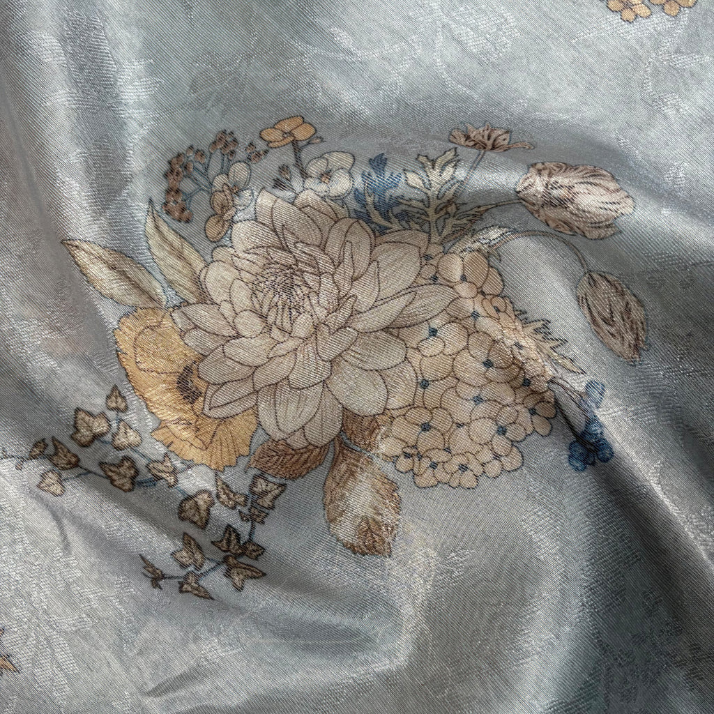 Blueish Grey Banarasi Tissue Tanchui Silk Saree