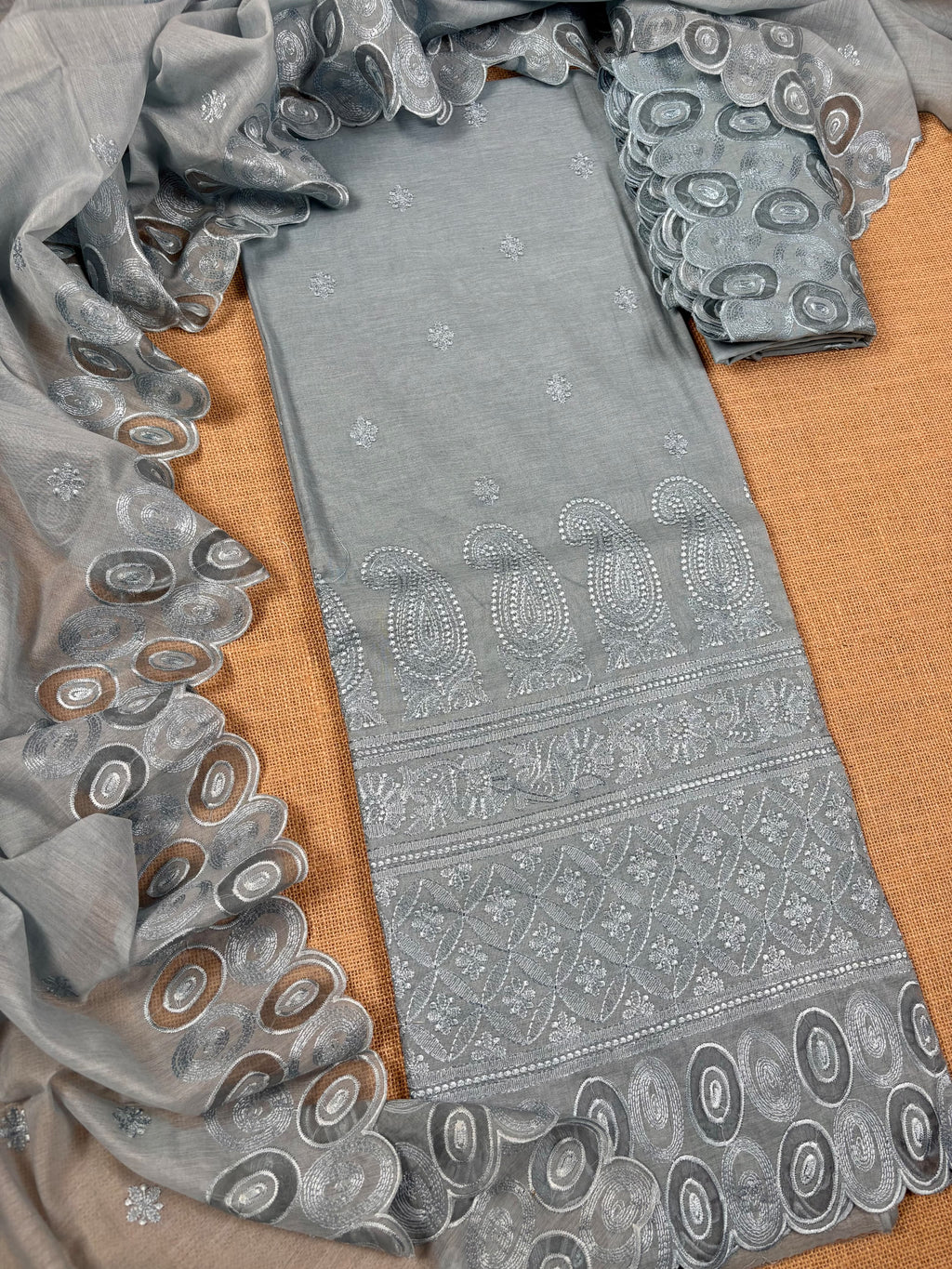 Grey Banarasi Cotton Suit