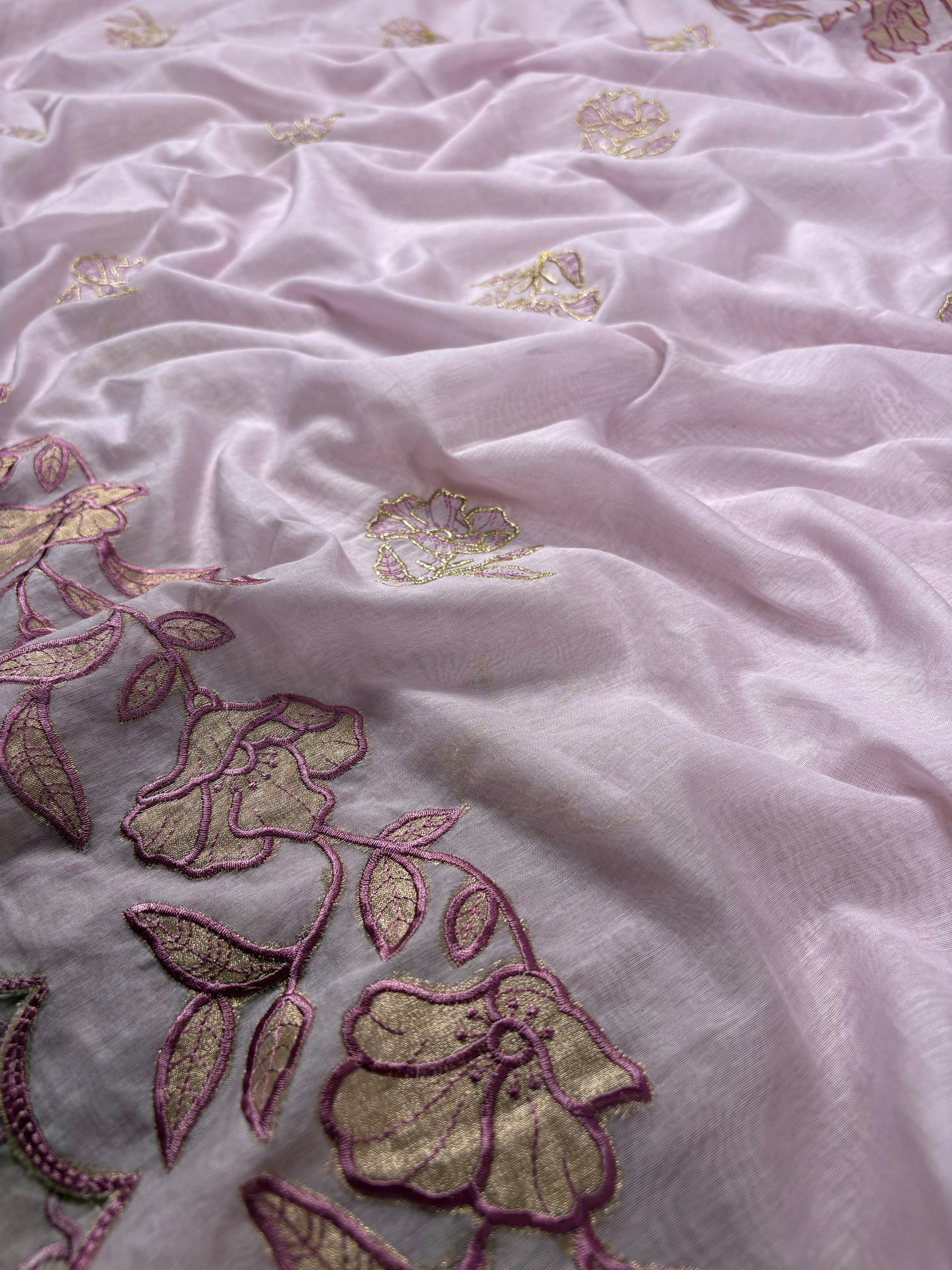 Baby Pink Banarasi Pure Mul-Mul Silk Suit