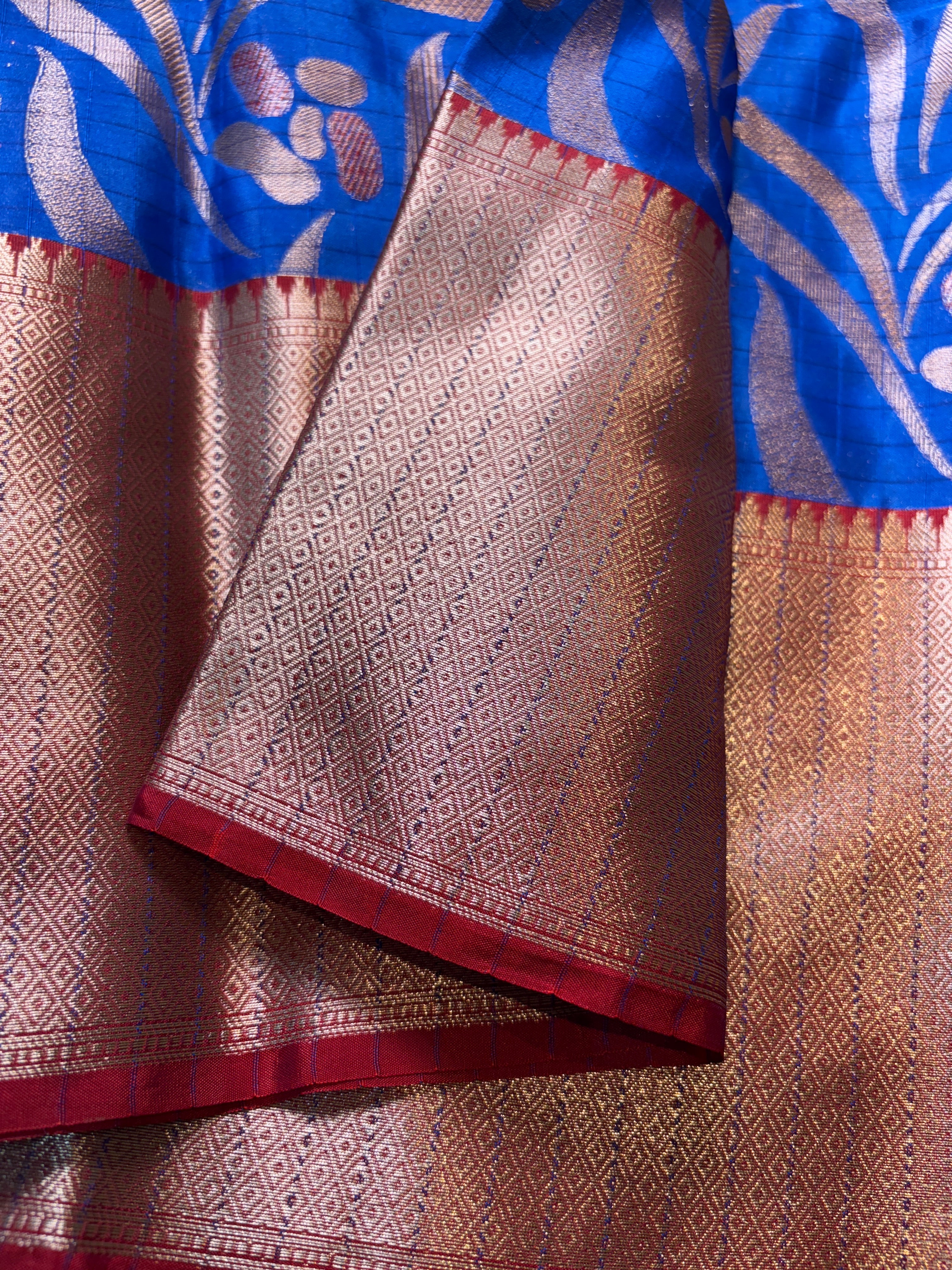 Blue Banarasi Katan Silk Saree