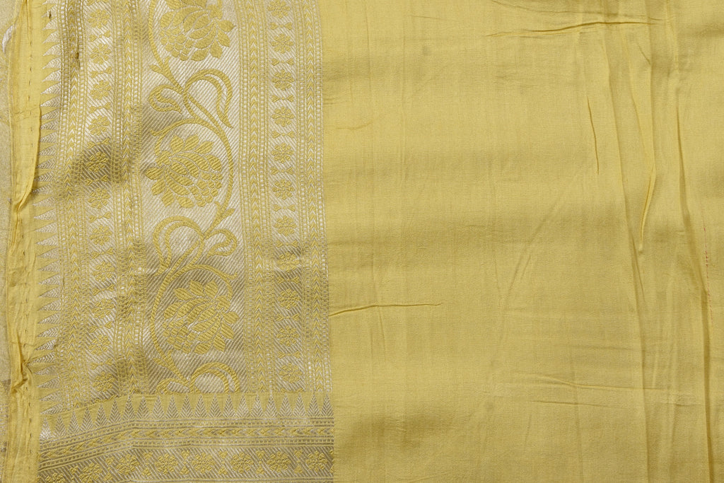 Yellow Pure Banarasi Katan Tissue Silk Saree