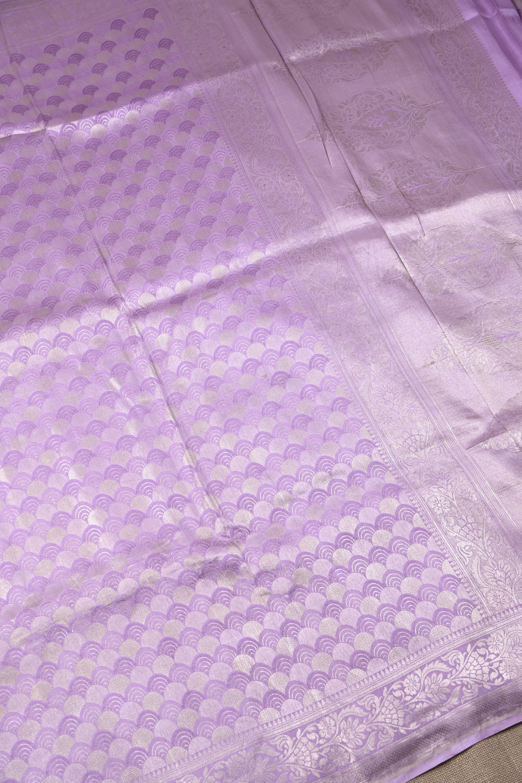 Lilac Pure Banarasi Katan Tissue Silk Saree