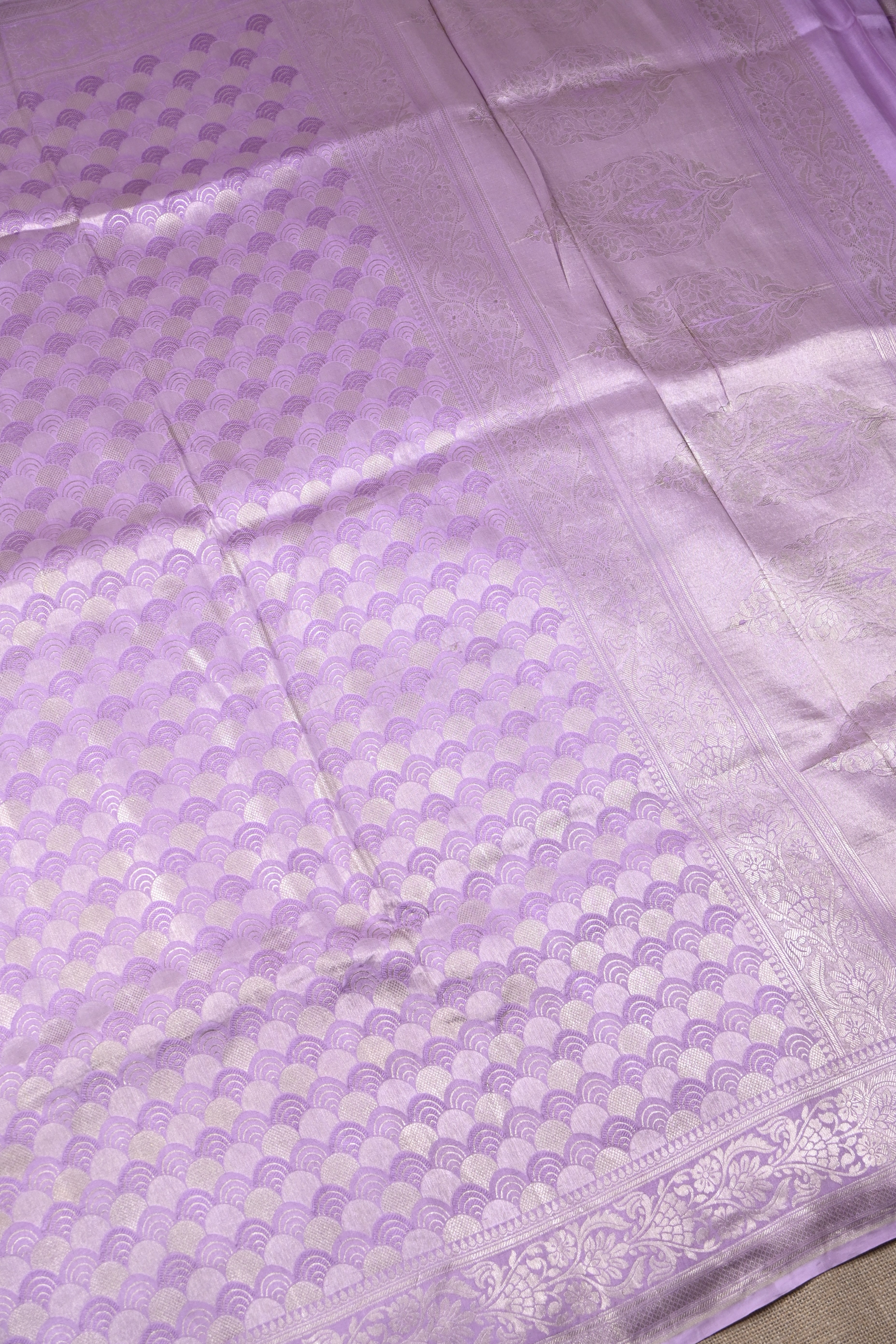 Lilac Pure Banarasi Katan Tissue Silk Saree