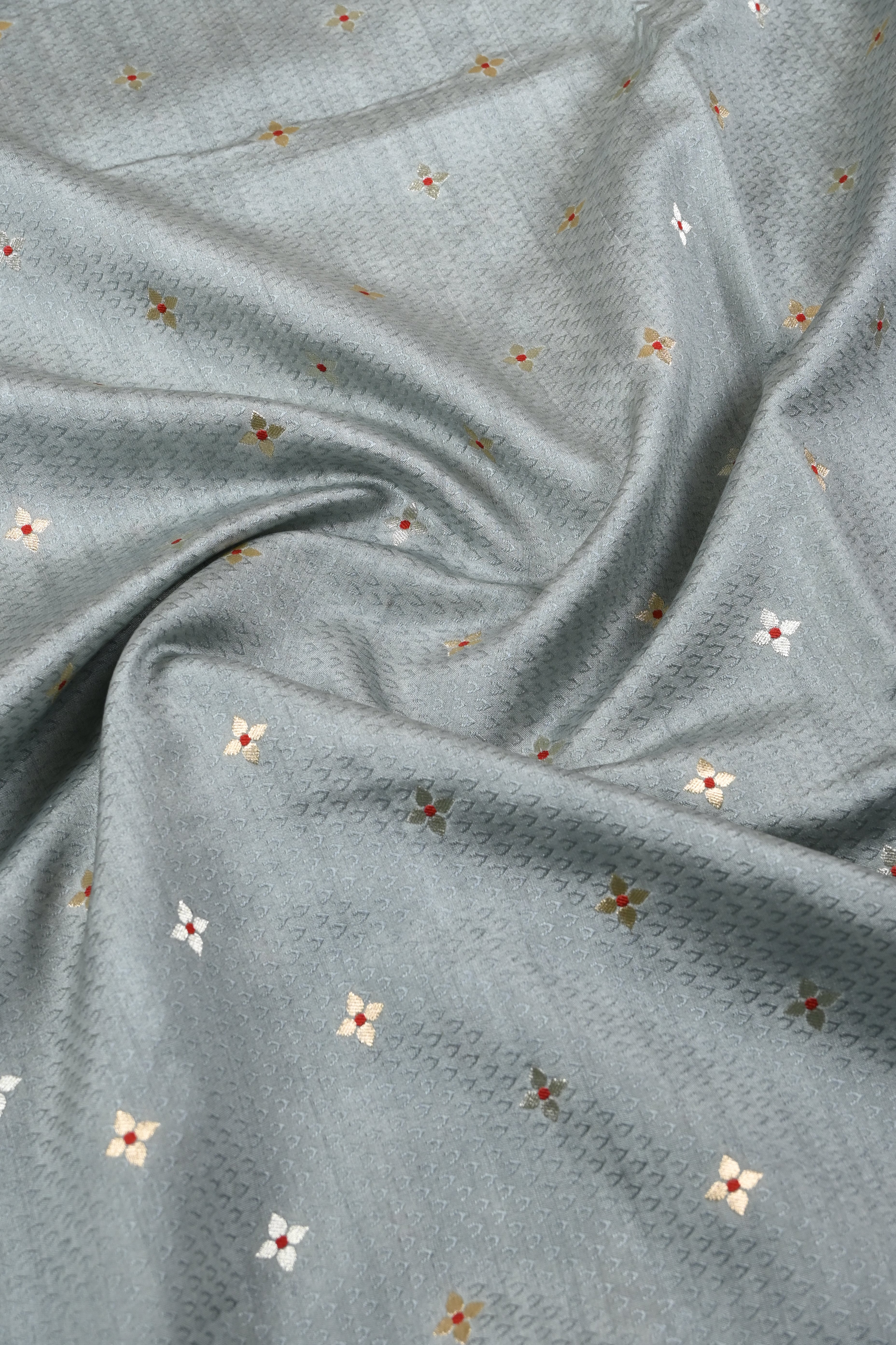 Grey Pure Banarasi Katan Silk Saree