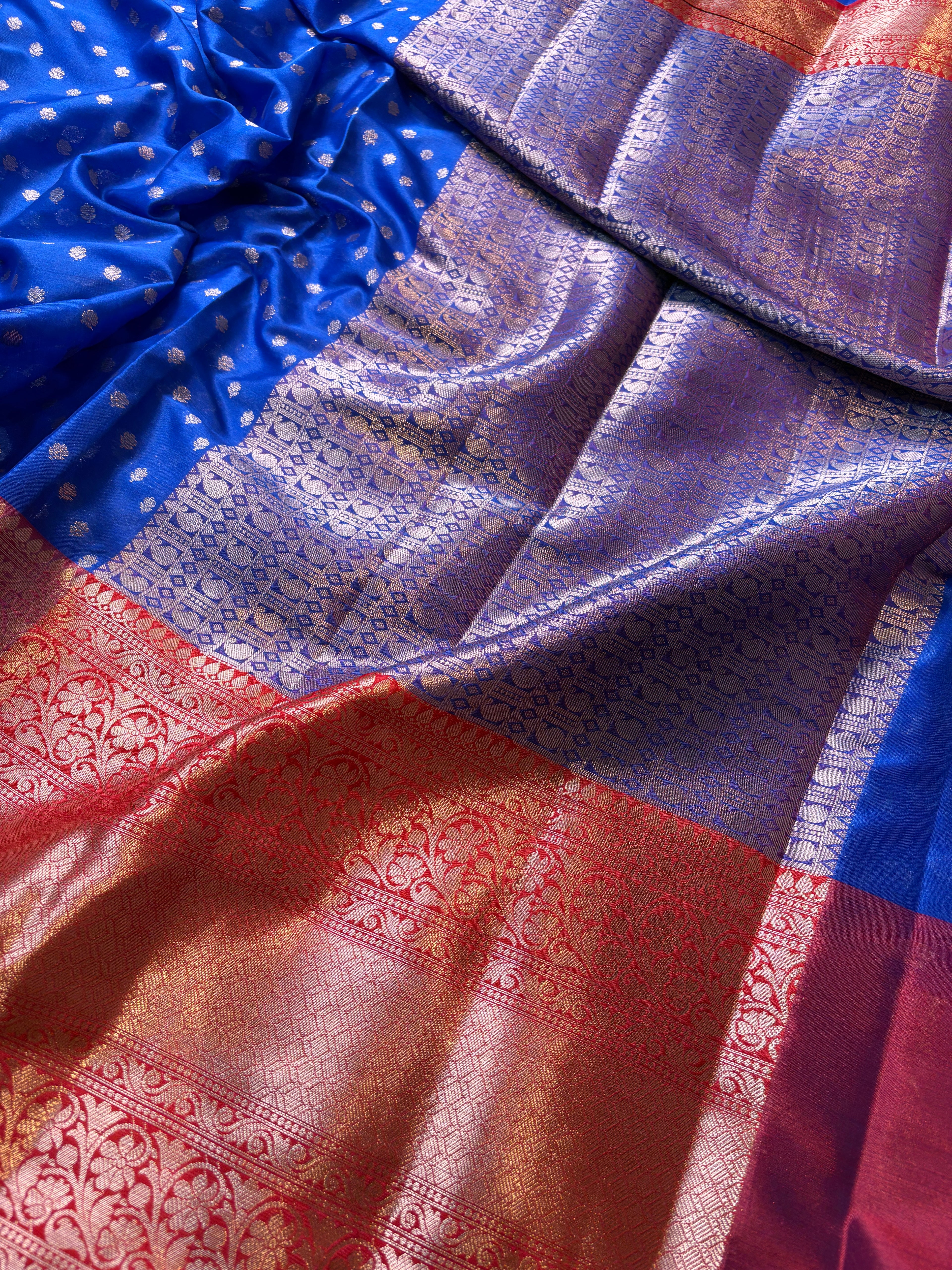 Blue Banarasi Katan Silk Saree
