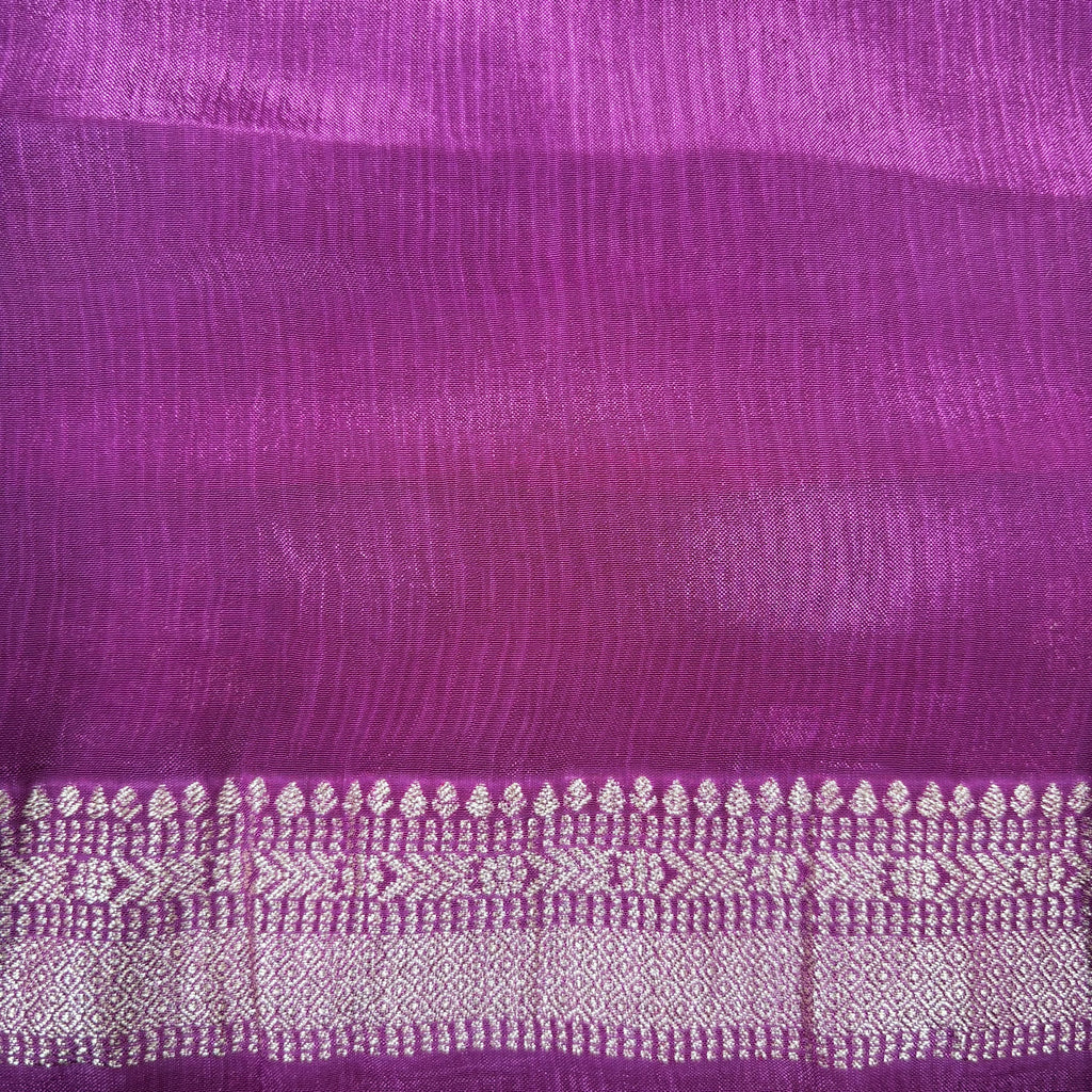 Wine Banarasi Chinon Georgette Silk Saree