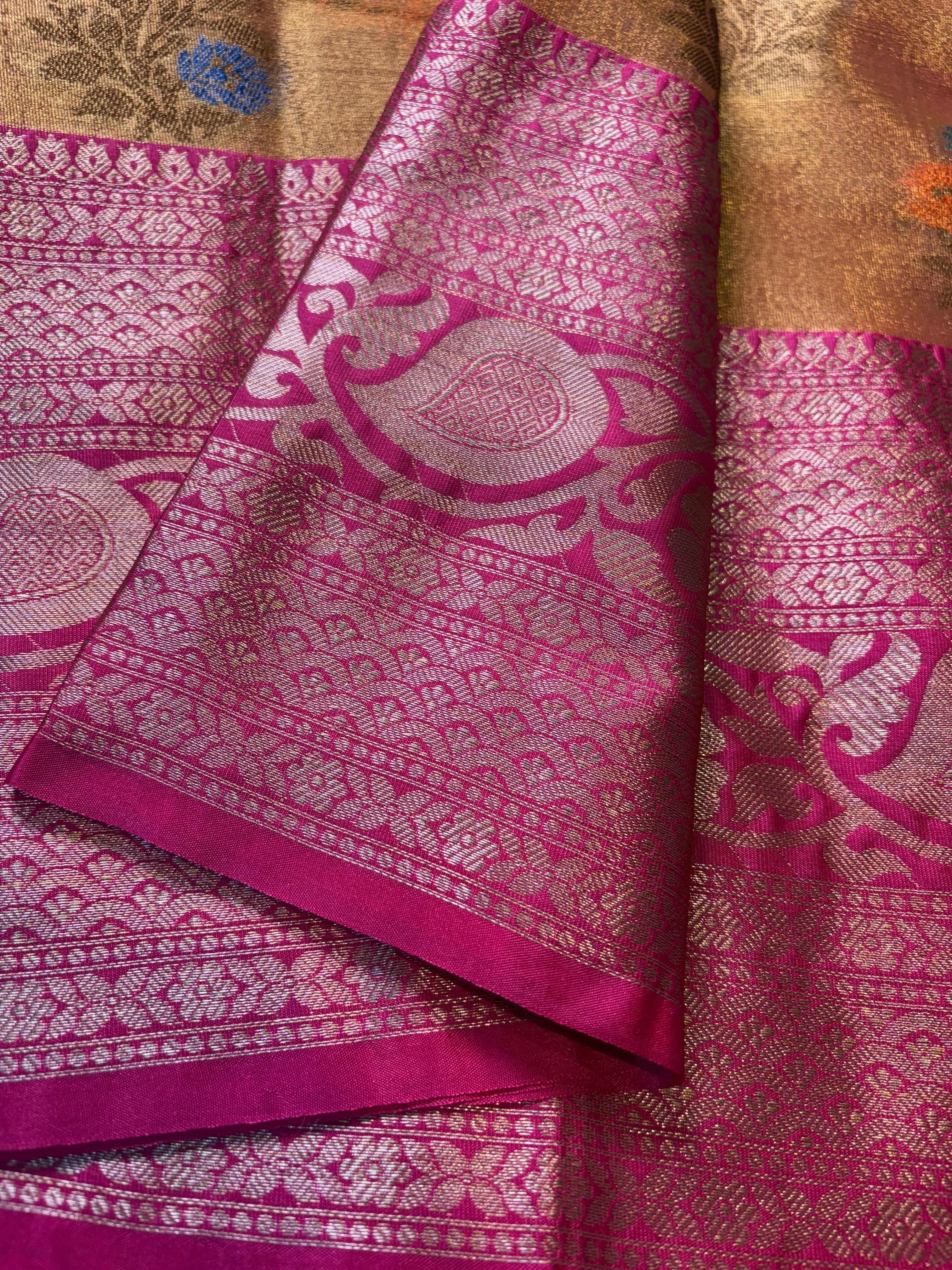 Contrast Banarasi Fancy Tissue Meena Saree