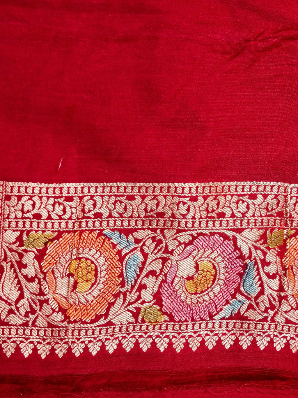 Handwoven Red Blue Banarasi Monga Silk Saree