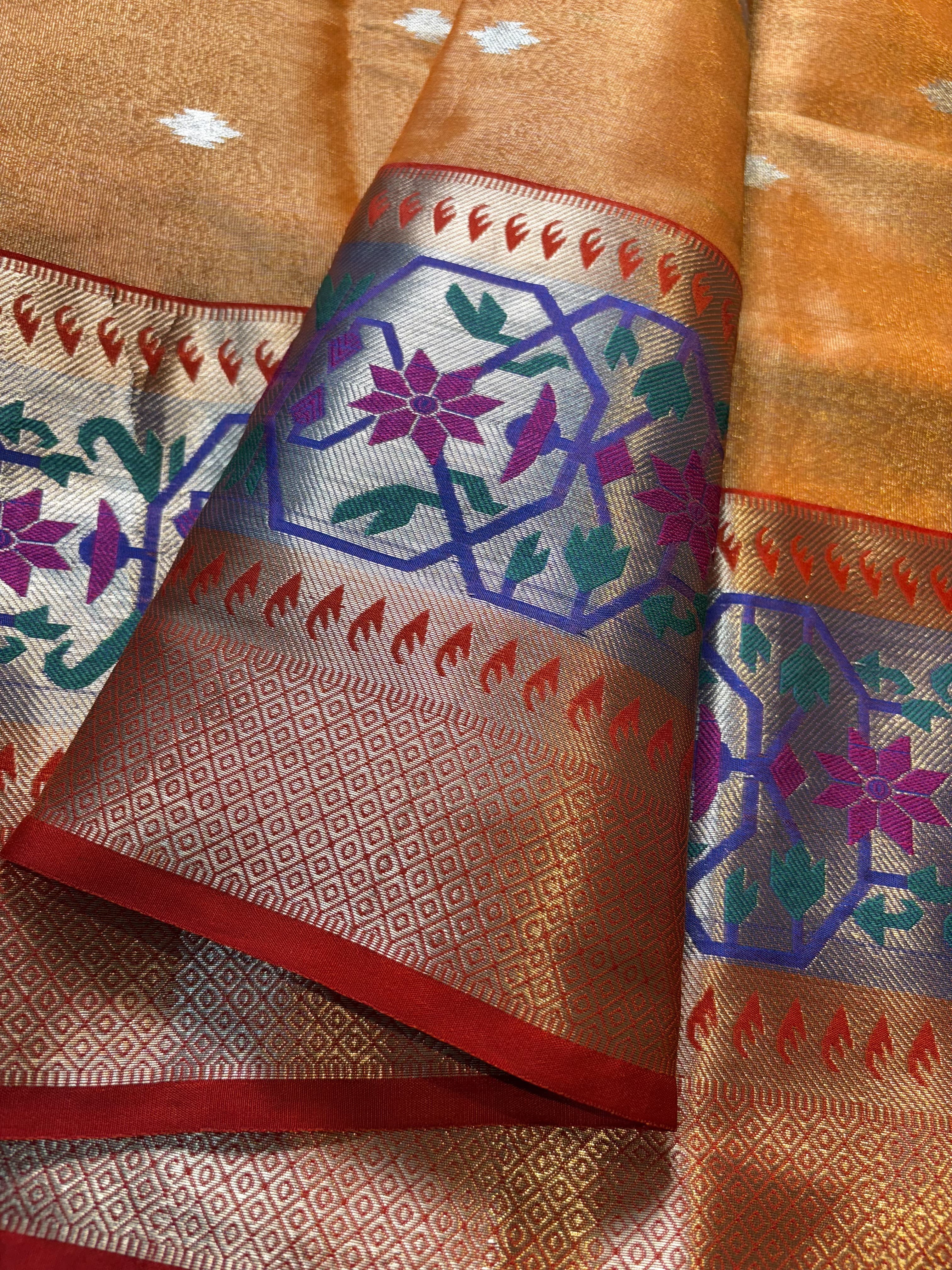 Contrast Banarasi Fancy Tissue Meena Saree