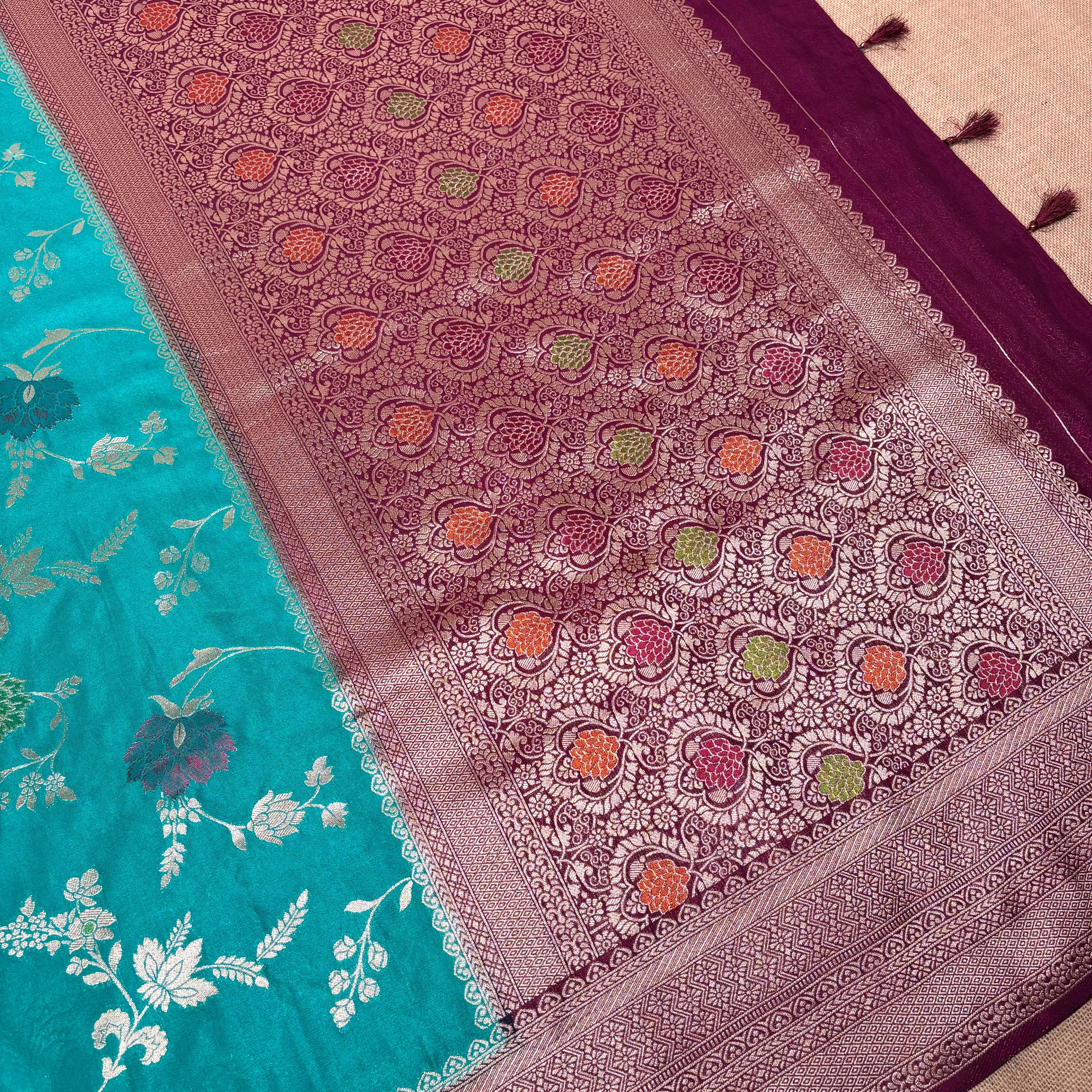 Shi Green Banarasi Katan Georgette Silk Saree