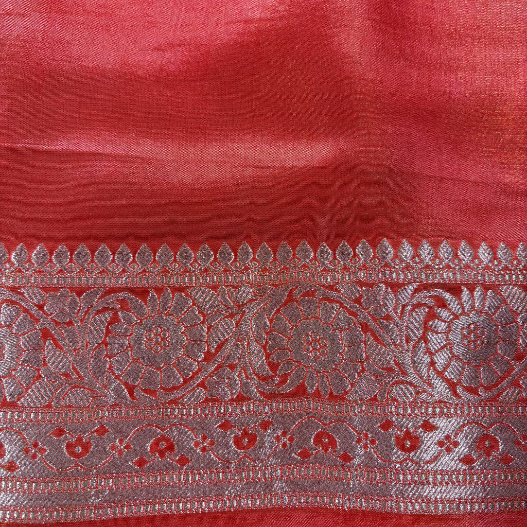 Red Banarasi Tissue Silk Saree