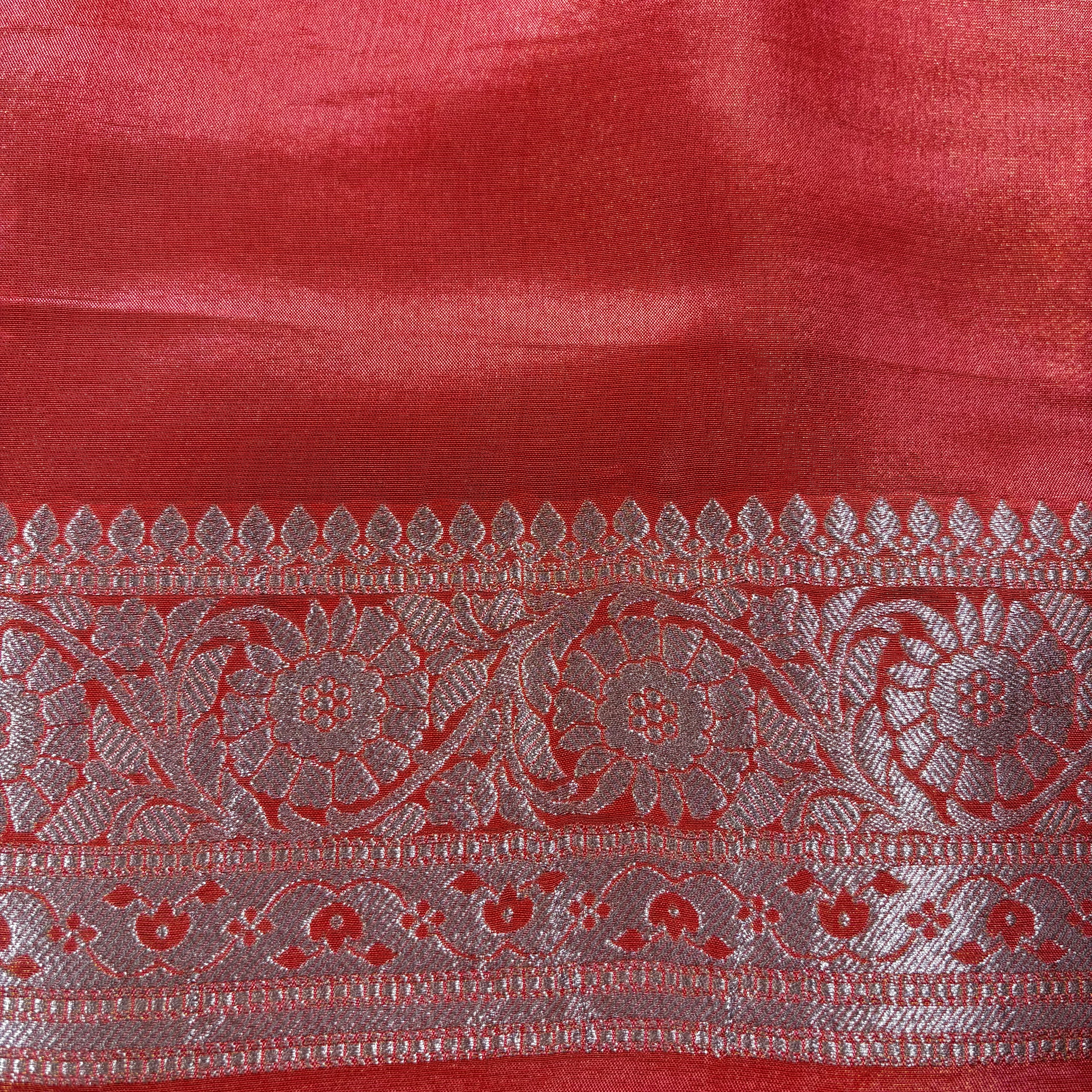 Red Banarasi Tissue Silk Saree