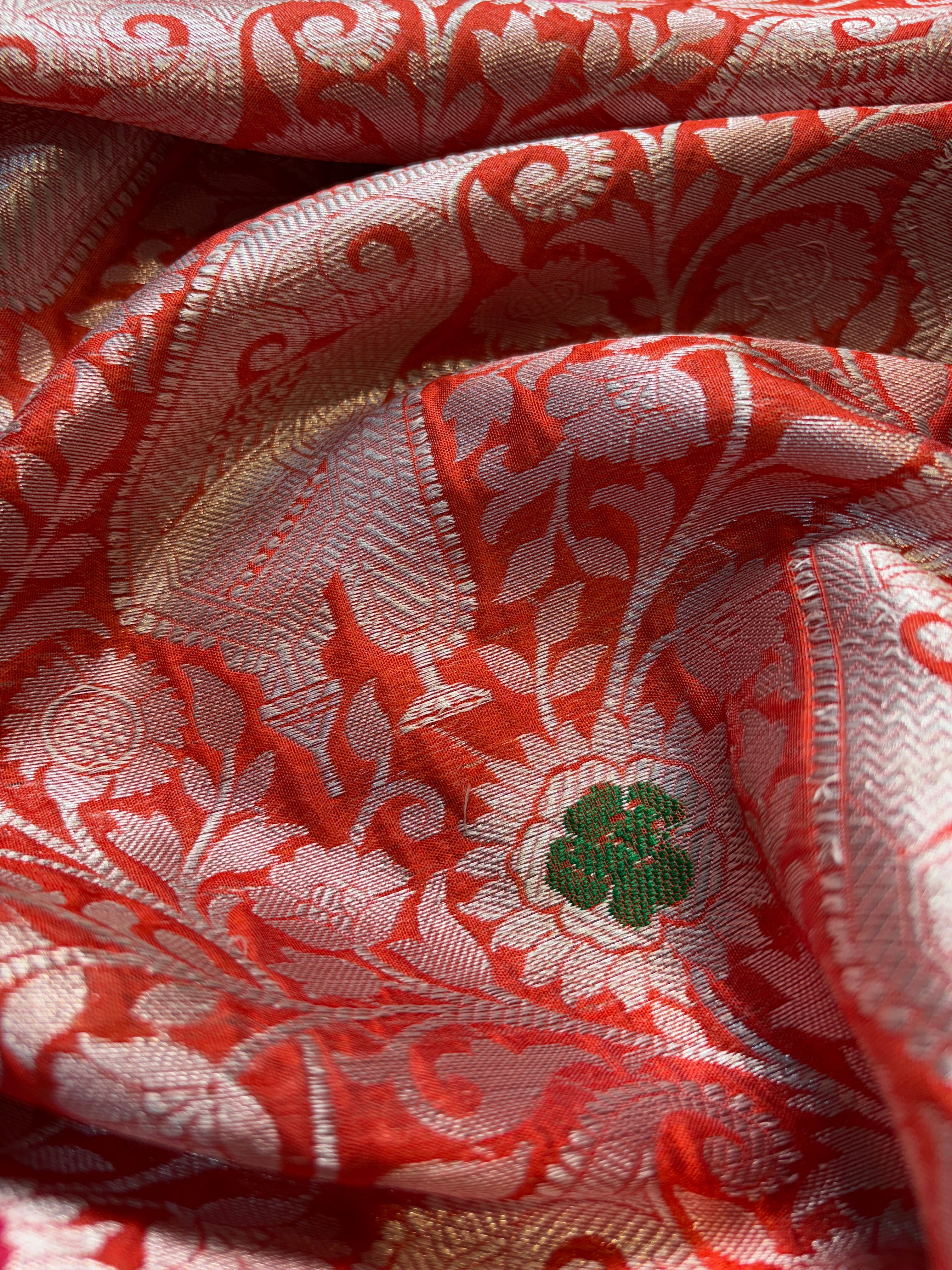 Red Banarasi Katan Brocade Silk Saree
