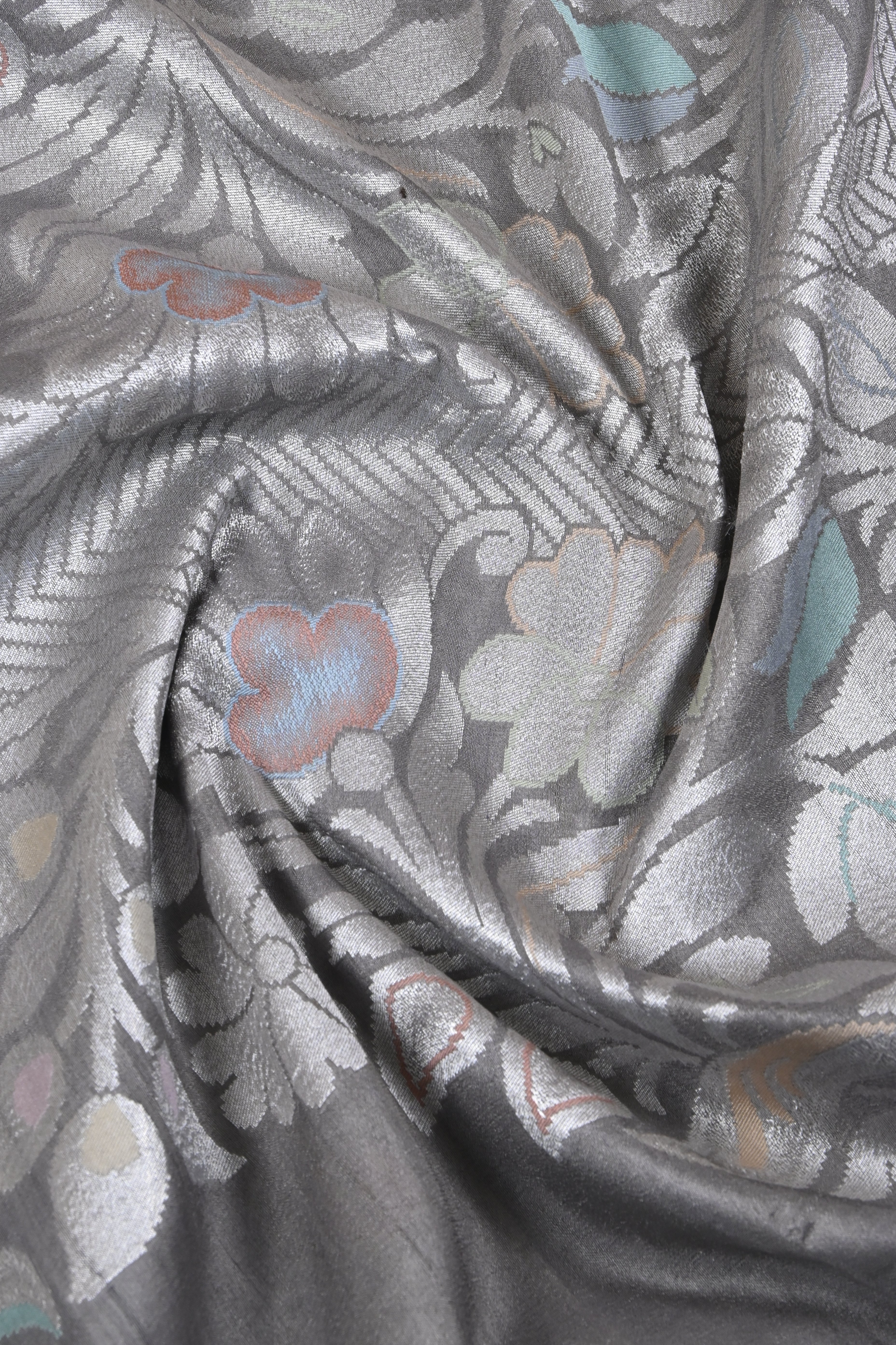 Grey Pure Banarasi Tussar Georgette Silk Saree