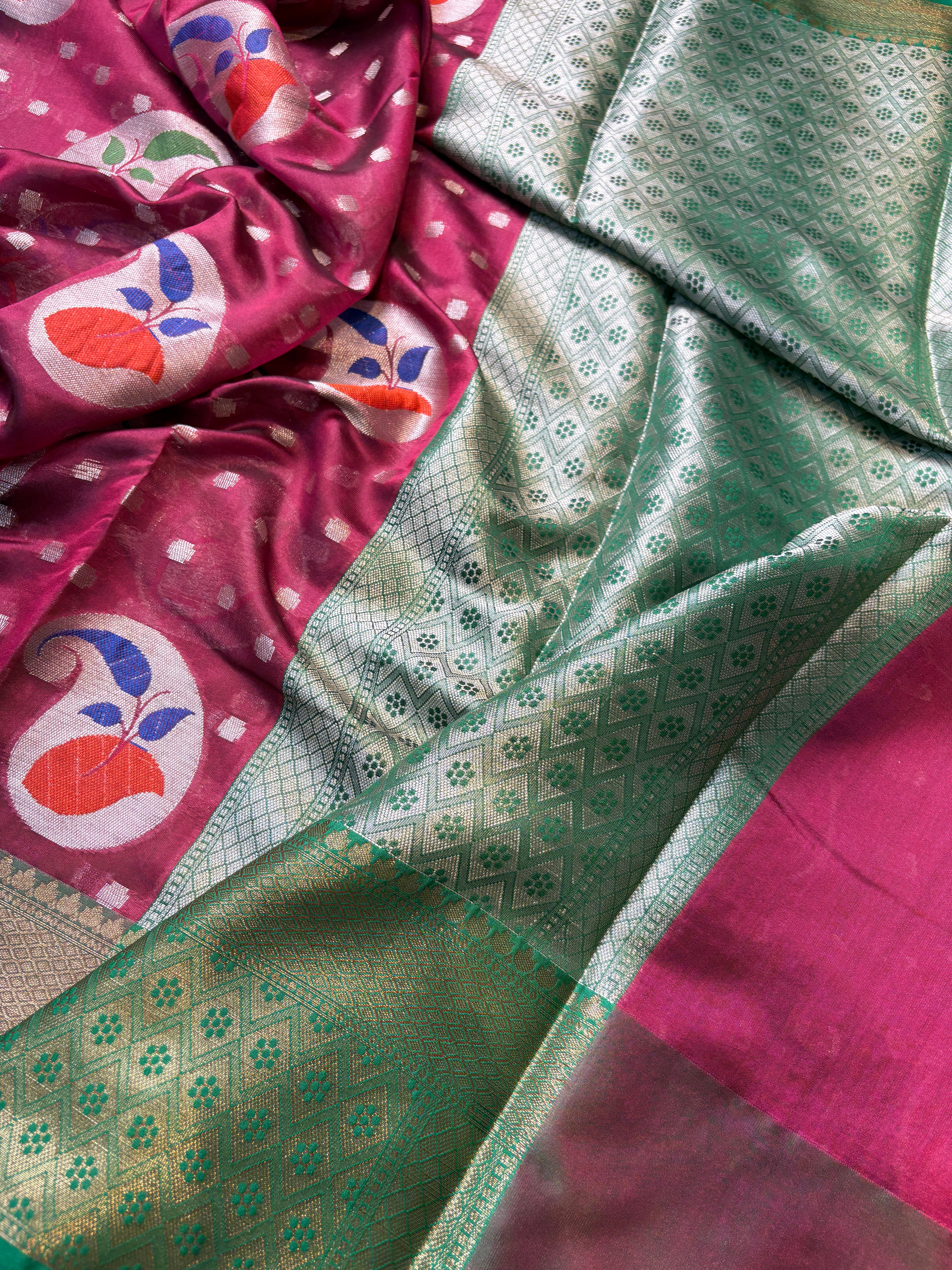 Pink Banarasi Katan Meena Silk Saree