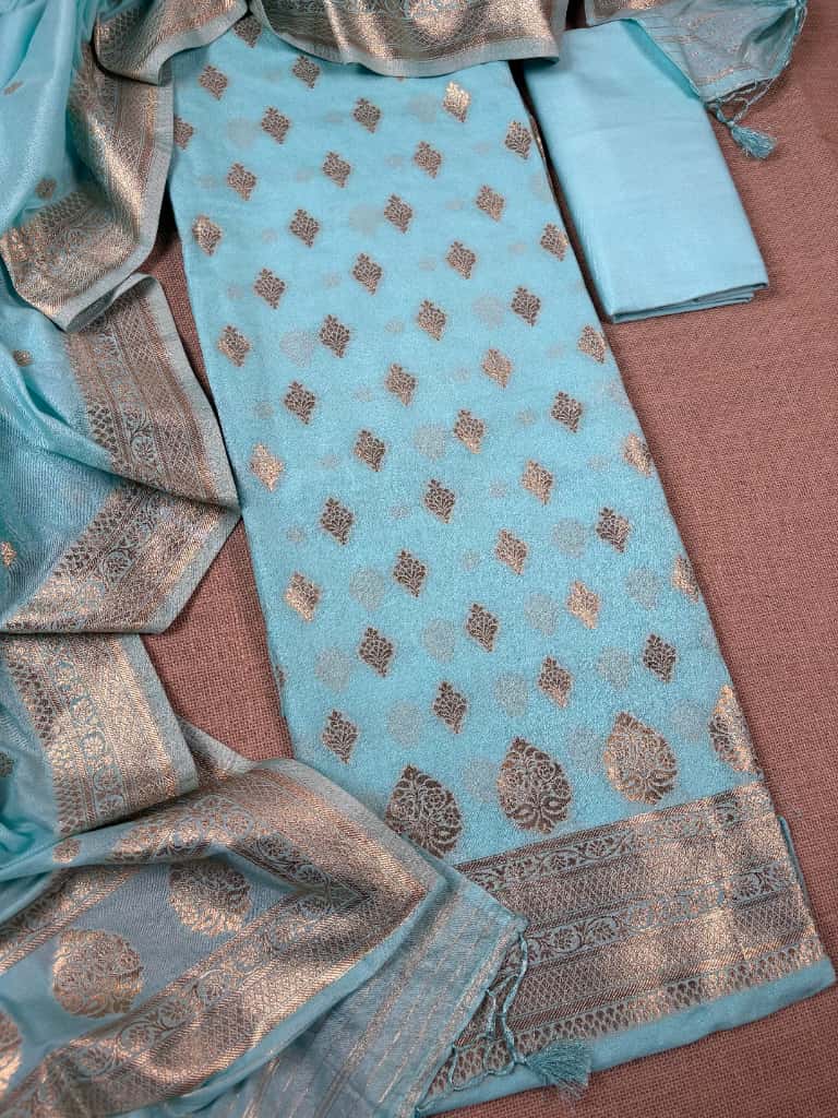 Sky Blue Banarasi Georgette Suit