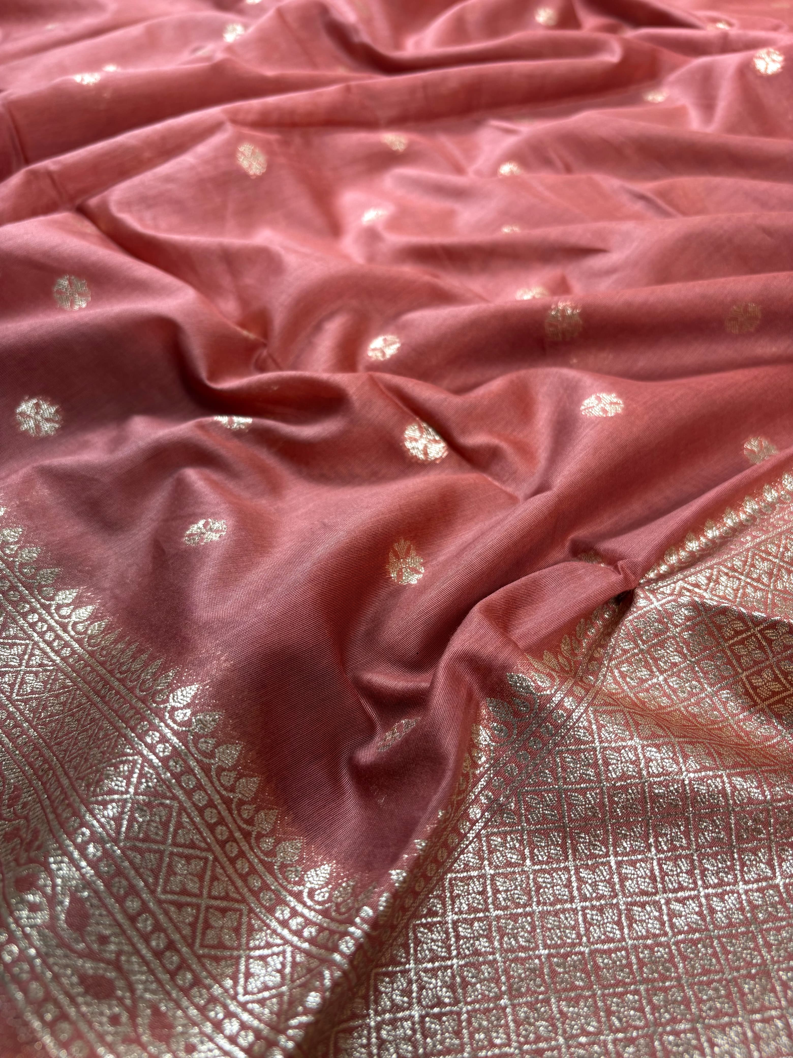 Dark Peach Banarasi Cotton Suit