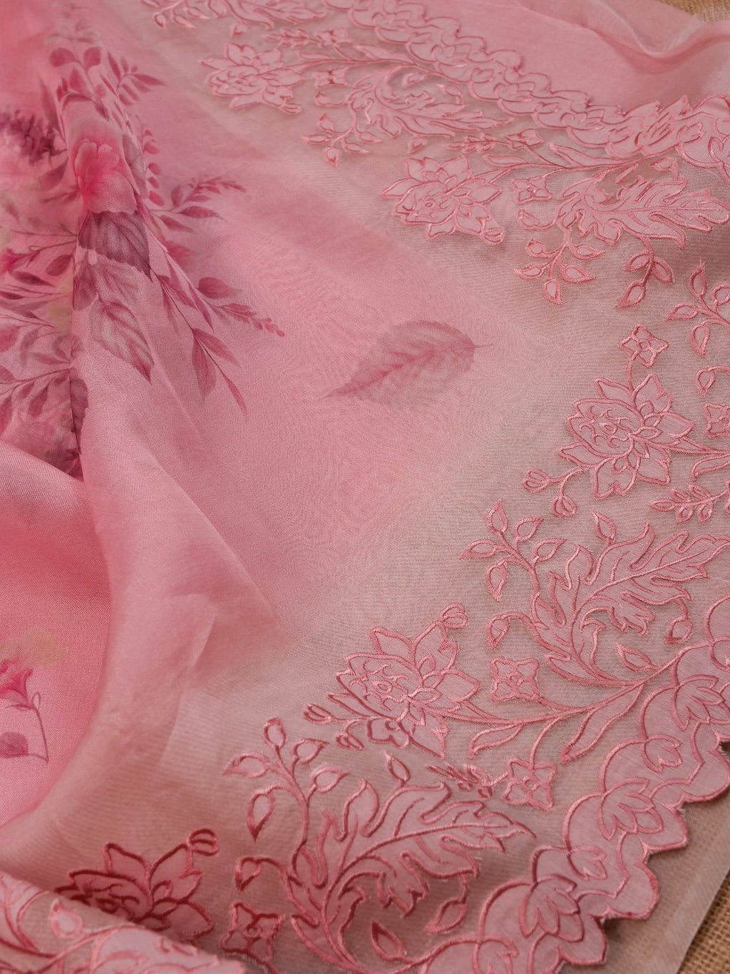 Handwoven Baby Pink Banarasi Organza Silk Saree