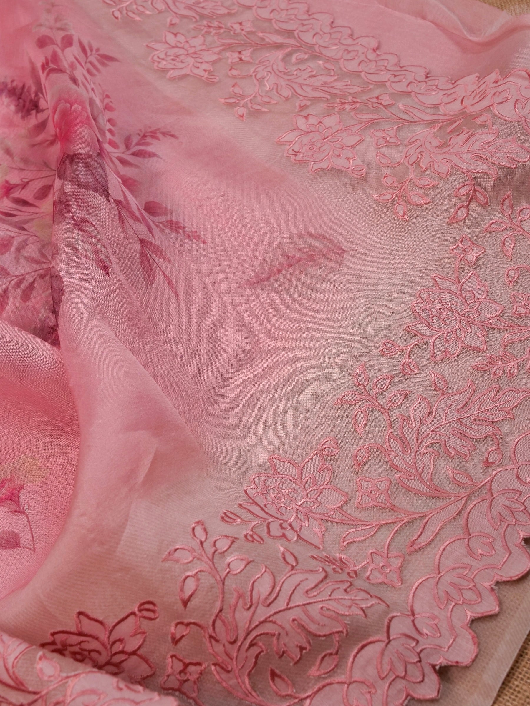 Handwoven Baby Pink Banarasi Organza Silk Saree