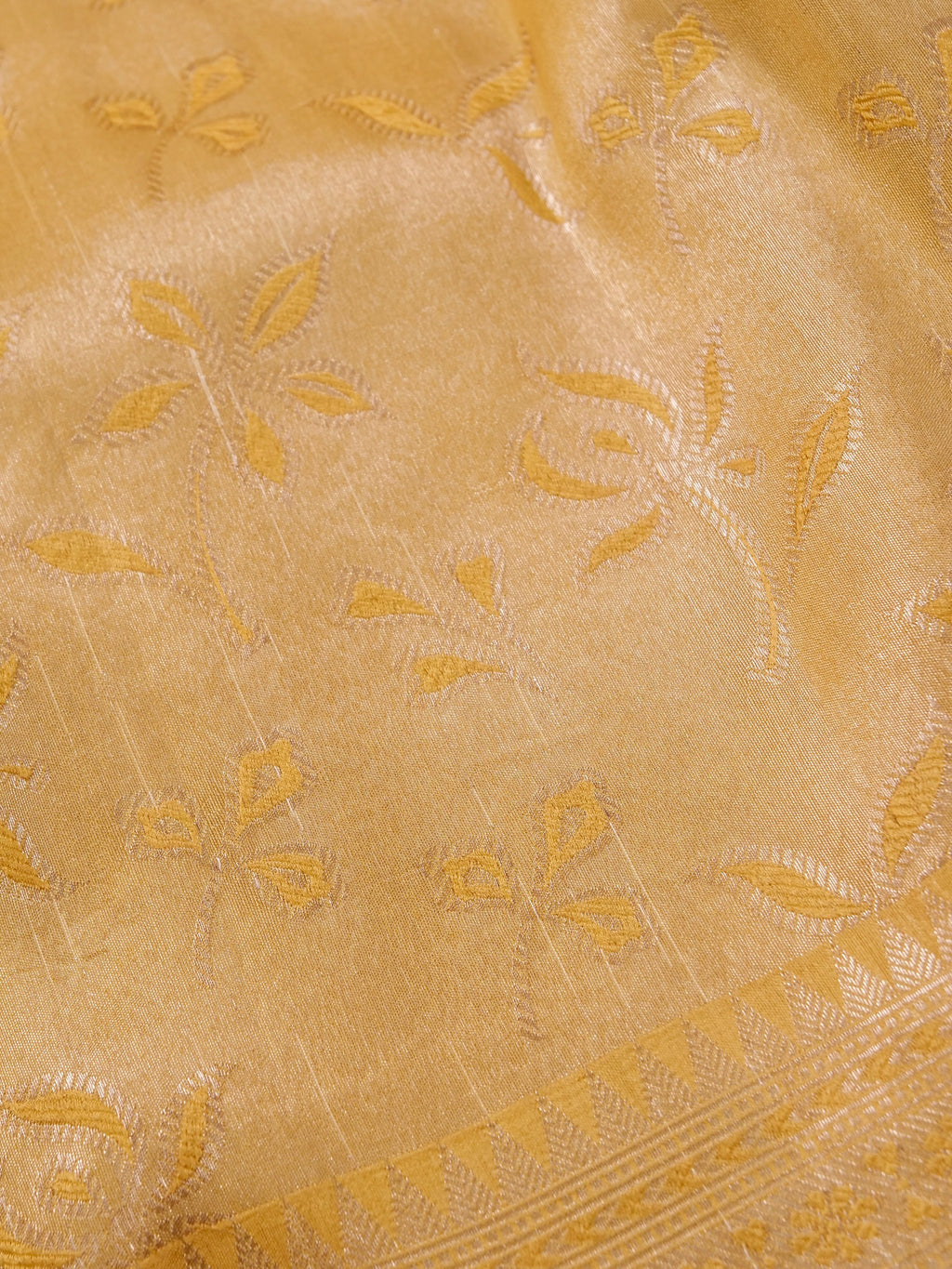 Handwoven Pastel Yellow Banarasi Katan Soft Tissue Silk Saree