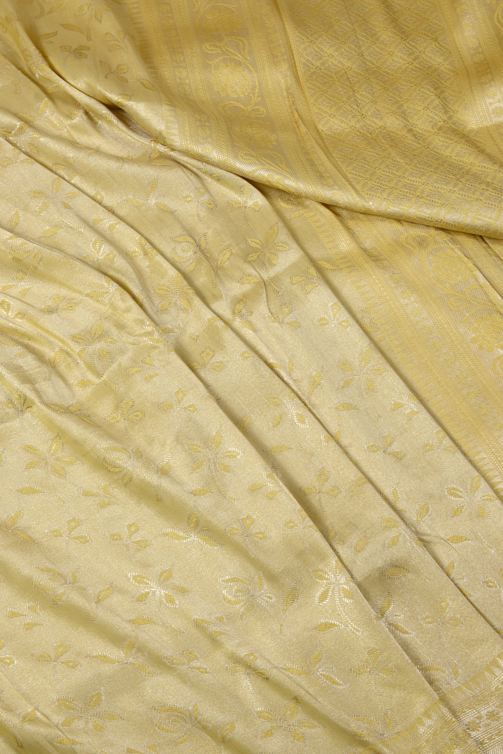 Yellow Pure Banarasi Katan Tissue Silk Saree