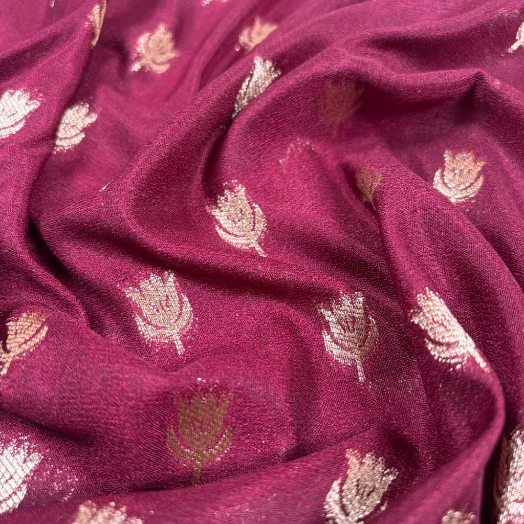 Wine Banarasi Katan Georgette Silk Saree