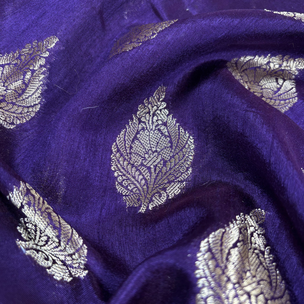 Purple Banarasi Katan Chanderi Silk Saree