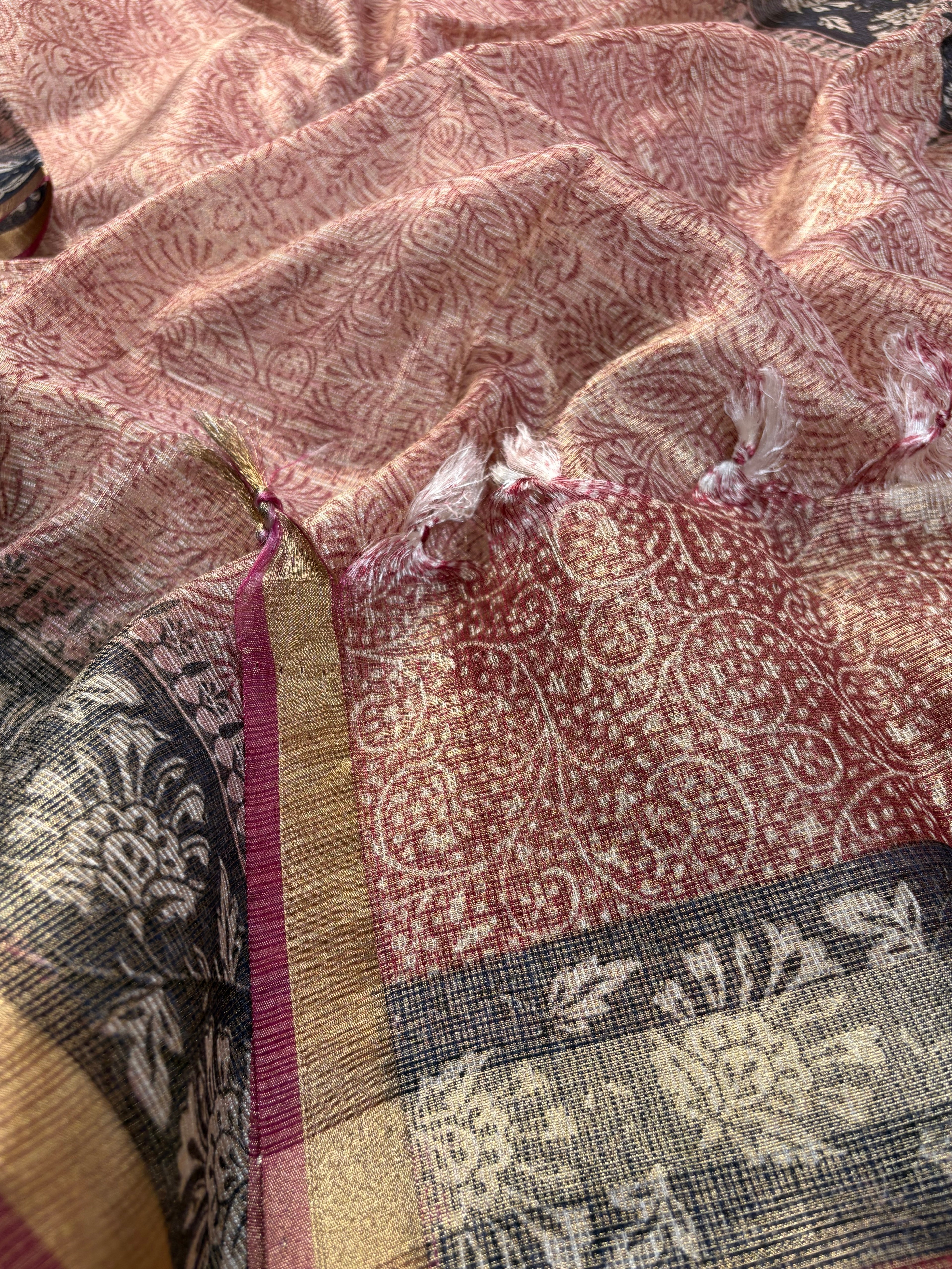 Brick Red Banarasi Kora Tissue Suit