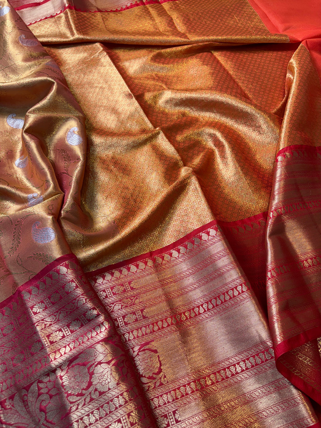 Contrast Banarasi Fancy Katan Tissue Alfi Saree