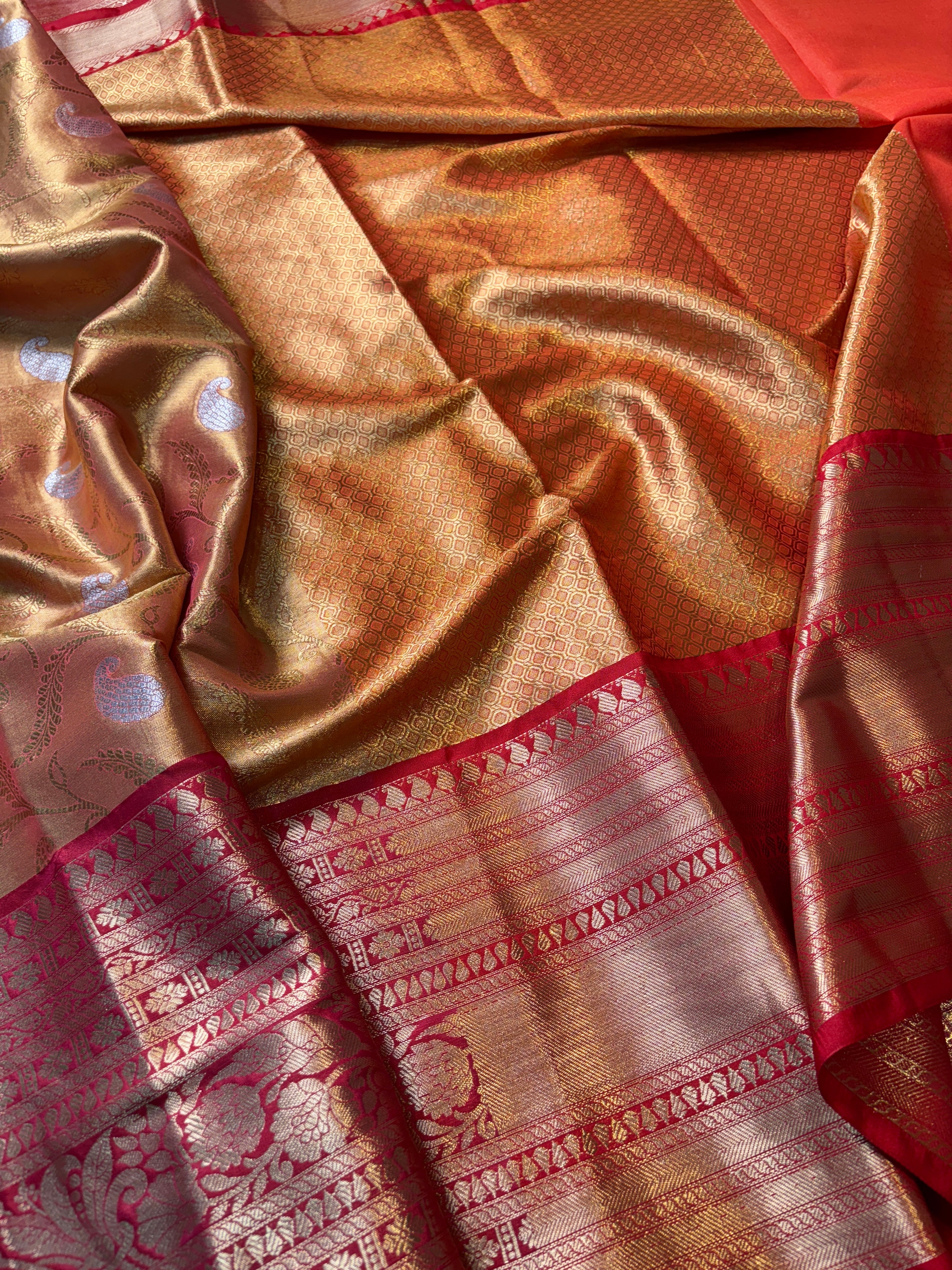 Contrast Banarasi Fancy Katan Tissue Alfi Saree
