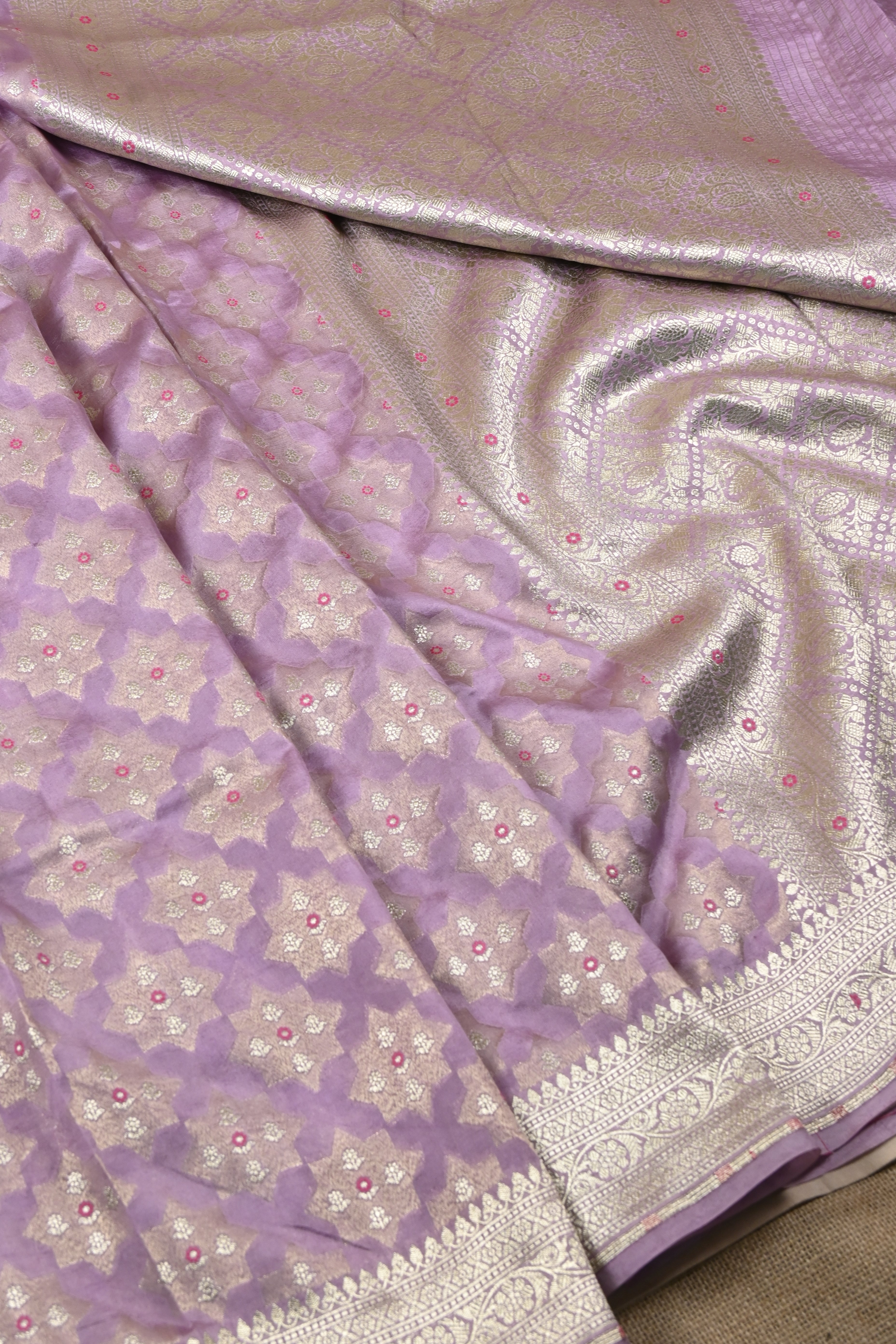 Lilac Pure Banarasi Katan Silk Saree