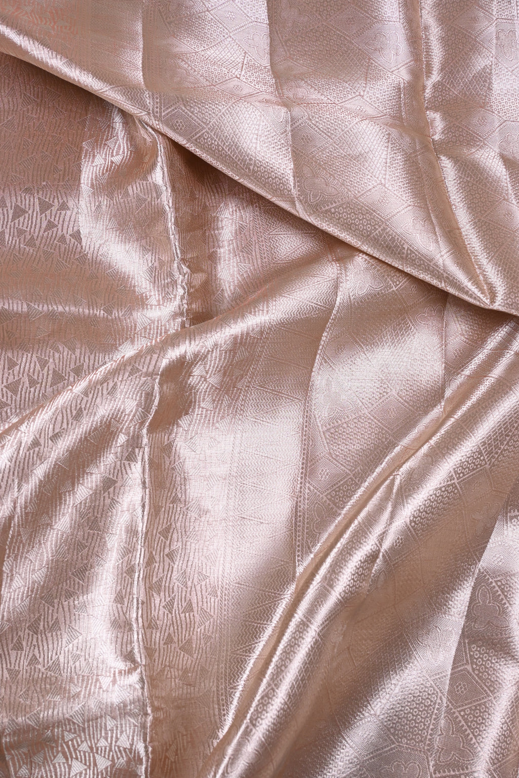 Baby Peach Pure Banarasi Molten Tissue Silk Saree